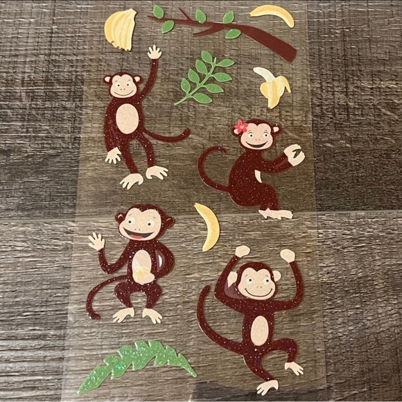 💞 New Sparkle Monkey Scrapbook Stickers - Picture 1 of 2